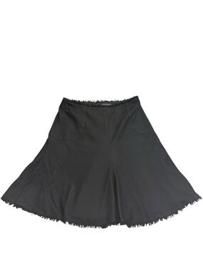 Banana Republic Size 14 Black Wool Blend Fringe Hem A-Line Skirt Classy Capsule